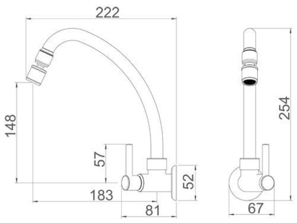 Torneira Para Cozinha de Parede Bica Móvel Loren Fit Lorenzetti 1168 C31