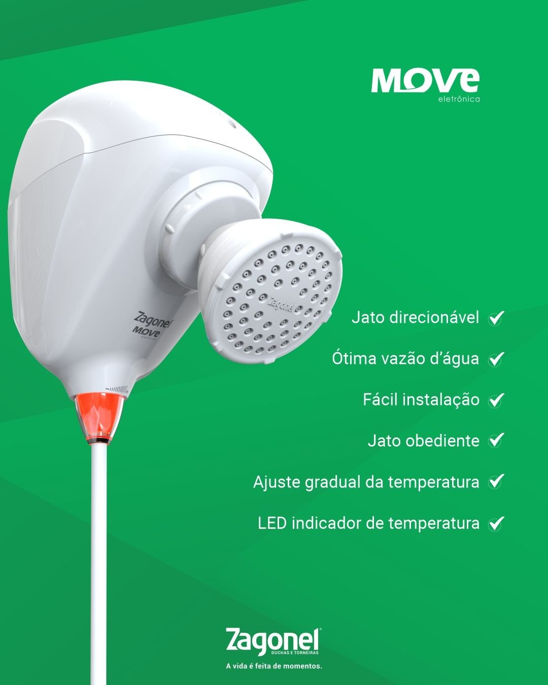 Chuveiro Ducha Move Eletrônica Zagonel 7500W 220V Chuveiro Ducha Move Eletrônica Zagonel 7500W 220V