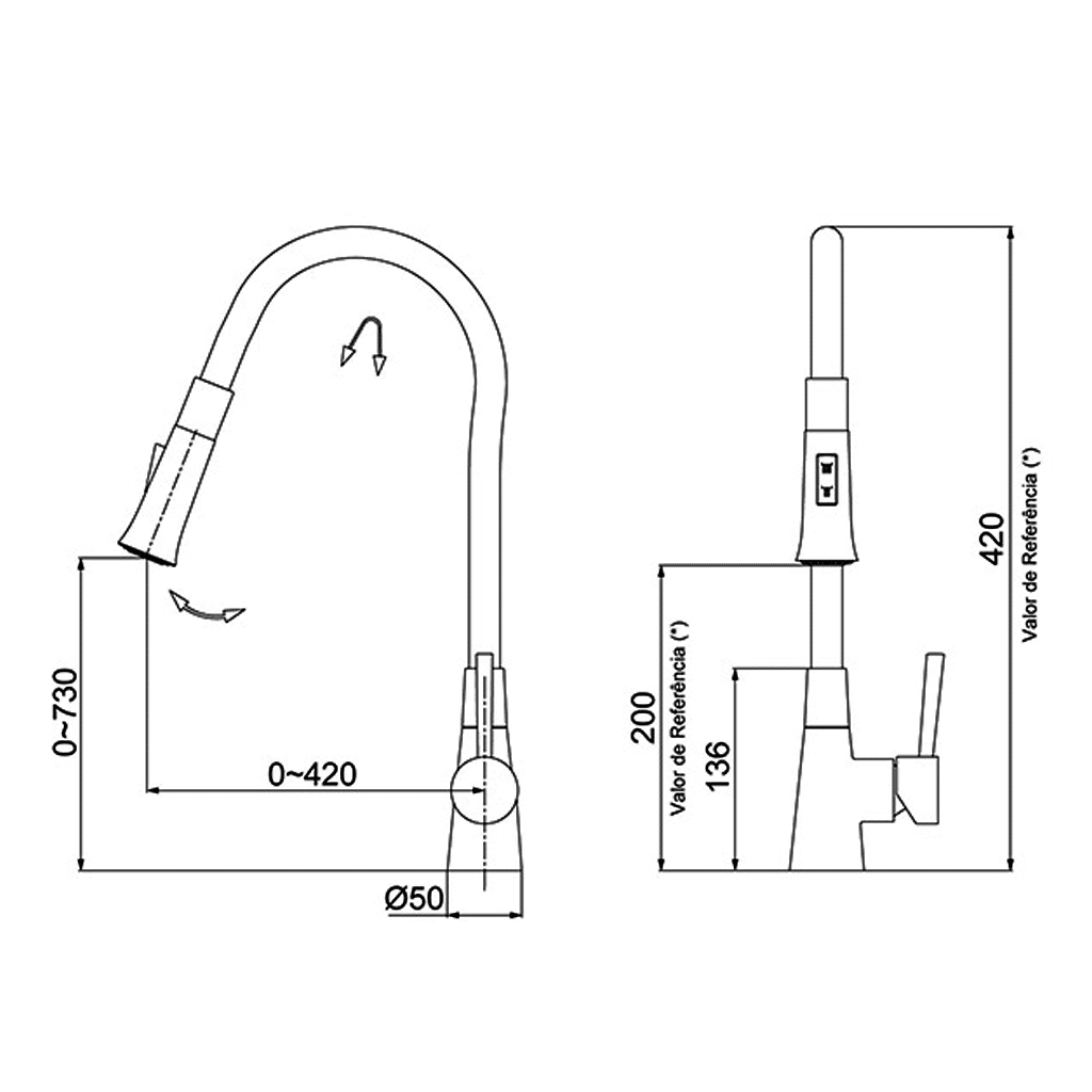 Torneira Misturador Monocomando de Cozinha Loren Flex 2257 G27 Lorenzetti