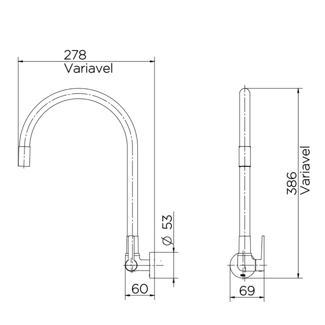 Torneira Para Cozinha de Parede Galiflex Preto/Cromado Docol 00967457 Torneira Para Cozinha de Parede Galiflex Preto/Cromado Docol 00967457