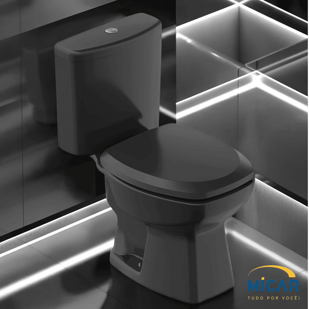 Kit Completo Vaso Sanitário Thema Preto com Caixa Acoplada Incepa Kit Completo Vaso Sanitário Thema Preto com Caixa Acoplada Incepa