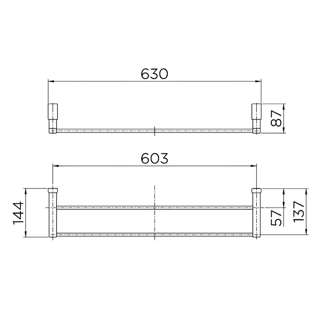 Porta Toalhas Bastão Duplo Top Docol 641706 Porta Toalhas Bastão Duplo Top Docol 641706