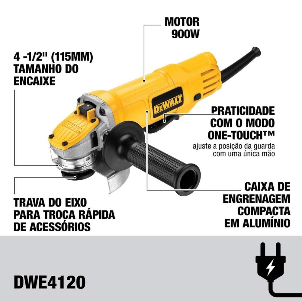Esmerilhadeira Angular DeWalt 4.1/2" 900W Esmerilhadeira Angular DeWalt 4.1/2" 900W