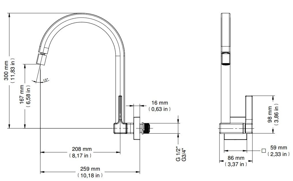 Torneira De Parede Para Cozinha Bica Alta Docol Quad 07128006 Torneira De Parede Para Cozinha Bica Alta Docol Quad 07128006