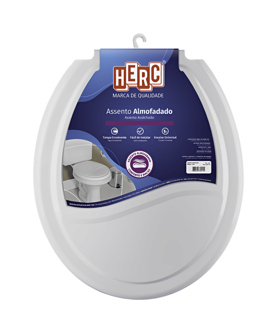 Assento Sanitário Almofadado Convencional Cinza Claro Herc Assento Sanitário Almofadado Convencional Cinza Claro Herc