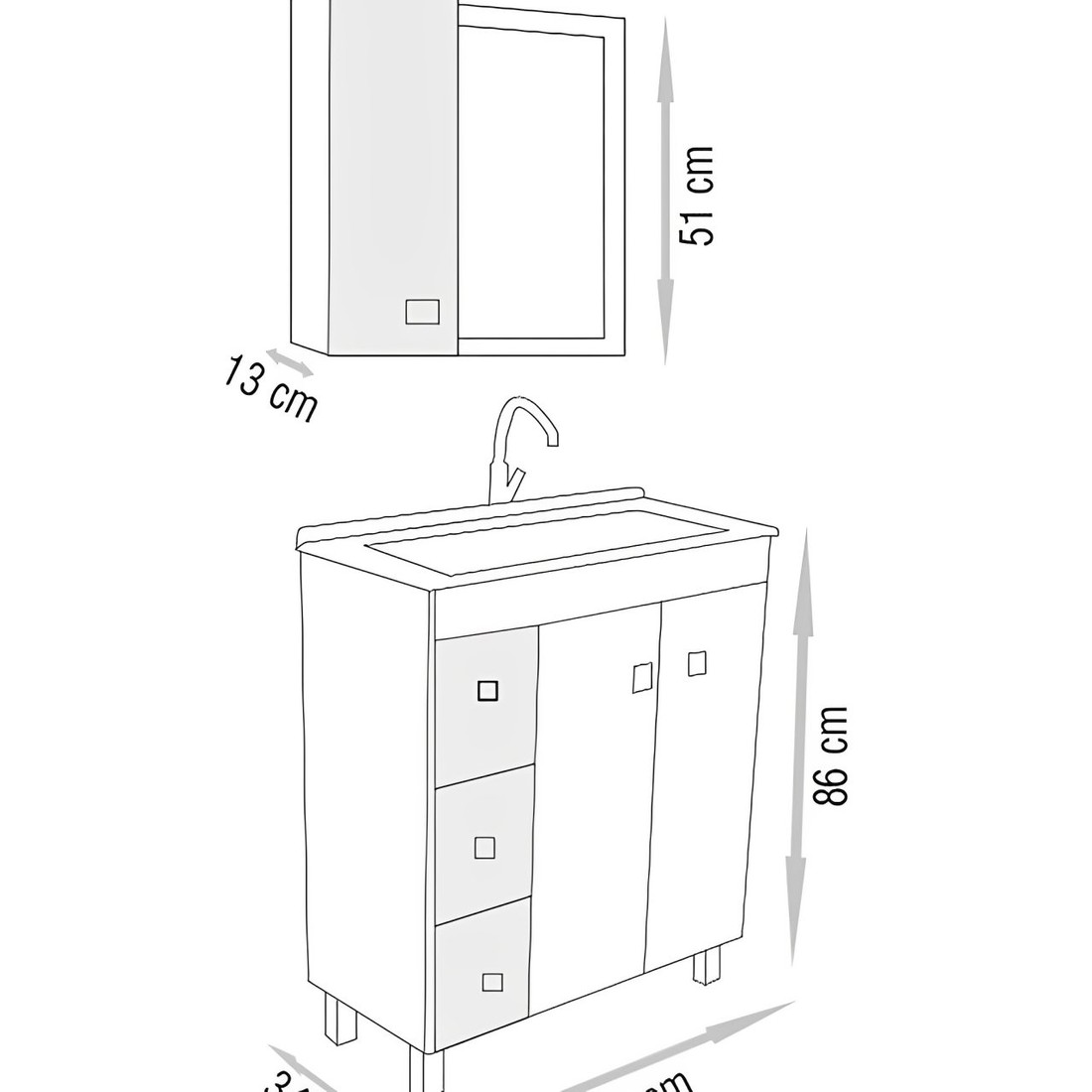 Kit Conjunto de Balcão Para Banheiro Ecco 75cm Branco/Amêndoa Fabribam Kit Conjunto de Balcão Para Banheiro Ecco 75cm Branco/Amêndoa Fabribam