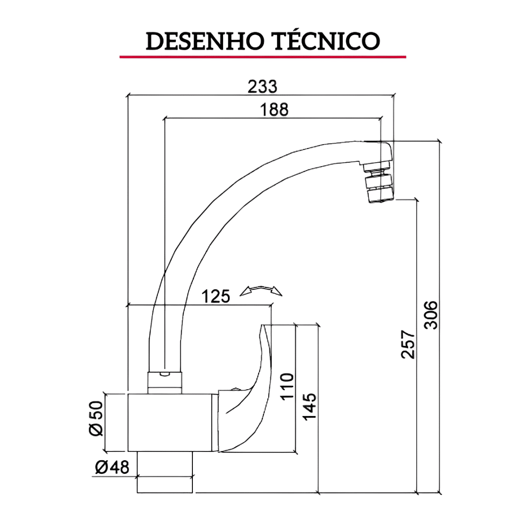Torneira Monocomando Para Cozinha De Mesa Allure Lorenzetti 2257 C71