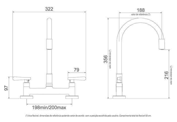 Misturador de Mesa Para Cozinha Bica Flex Preta Lorenzetti 1256 B27