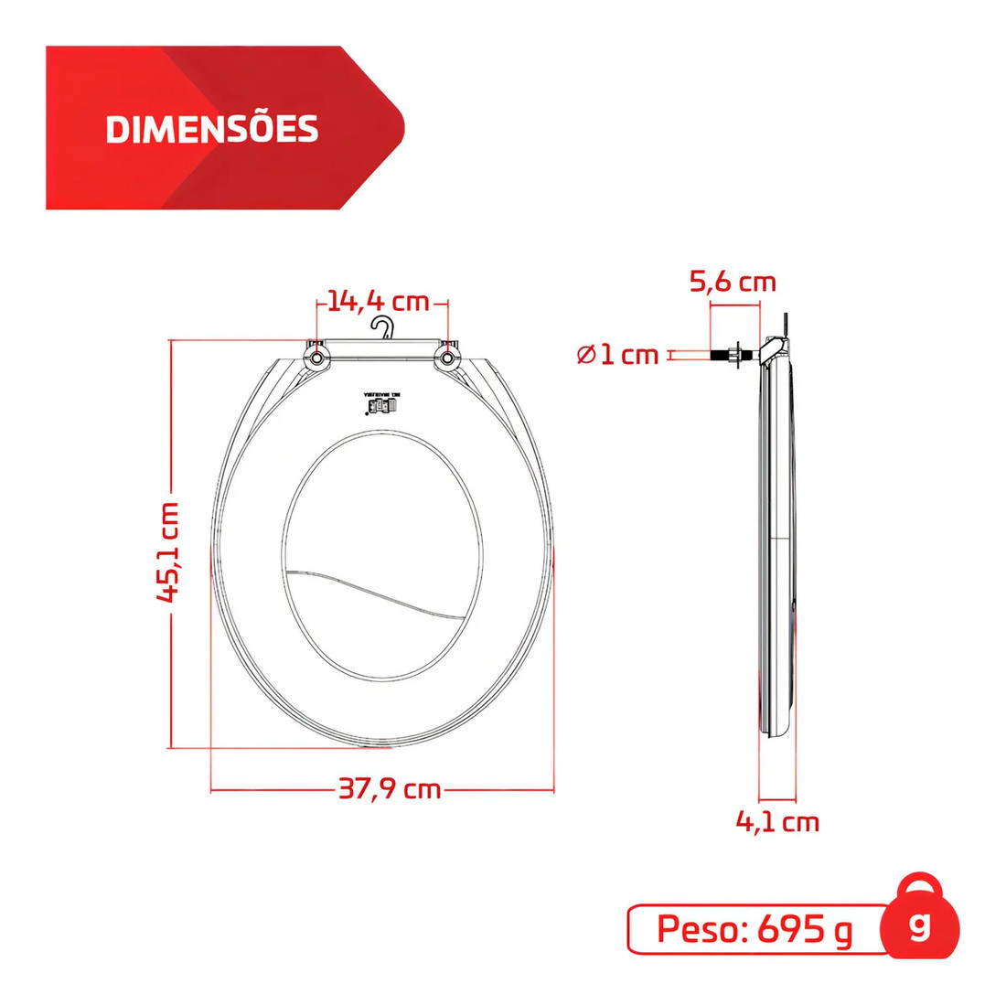 Assento Santário Almofadado Convencional Ocre Herc Assento Santário Almofadado Convencional Ocre Herc