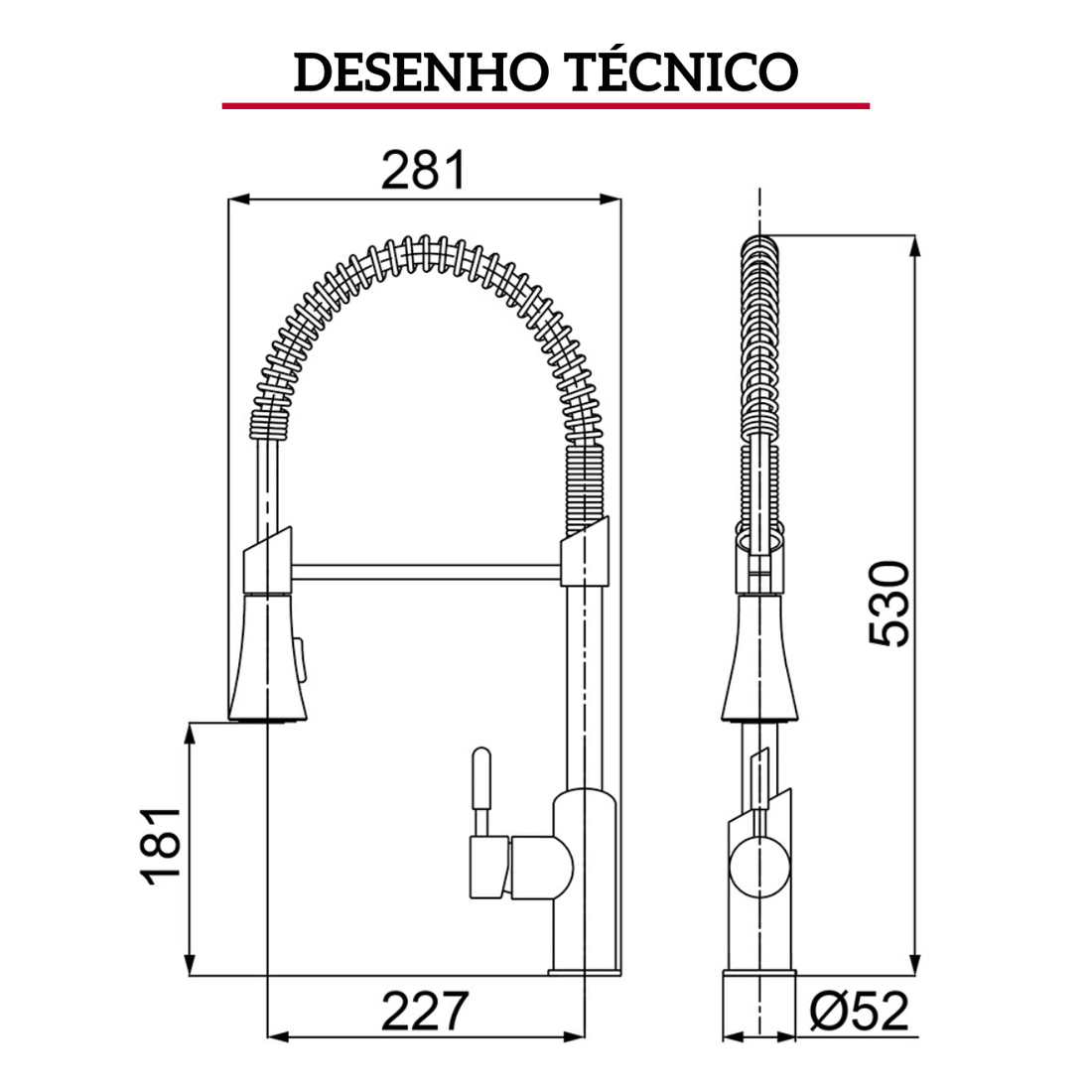 Misturador Monocomando De Mesa Com Ducha Loren Kitchen 2266 C76
