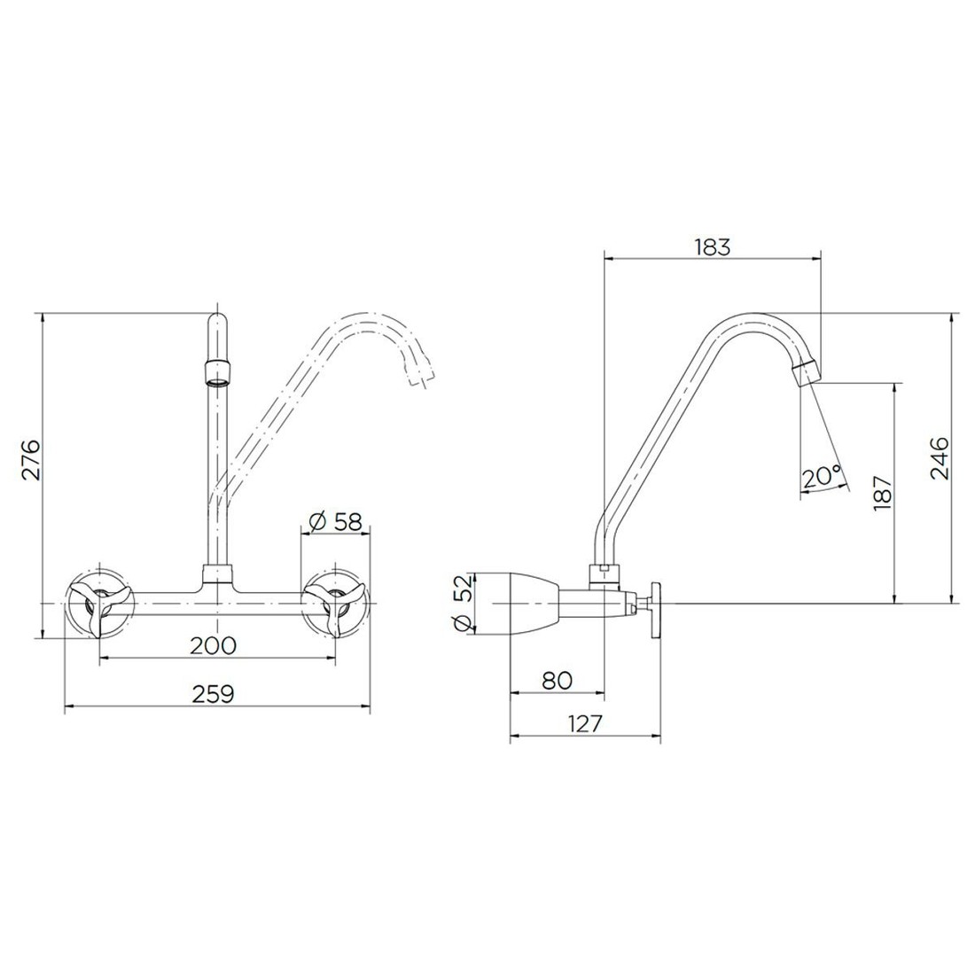 Misturador Para Cozinha de Parede Bica Alta Nova Pertutti Docol 899306 Misturador Para Cozinha de Parede Bica Alta Nova Pertutti Docol 899306