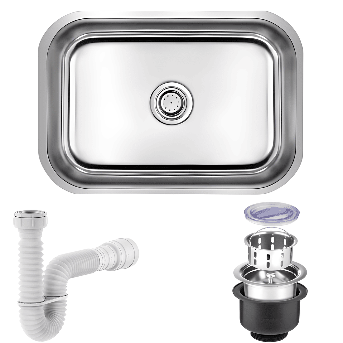 Cuba Retangular em Aço Inox CS430 48x32cm Com Válvula Ecológica e Sifão Cuba Retangular em Aço Inox CS430 48x32cm Com Válvula Ecológica e Sifão