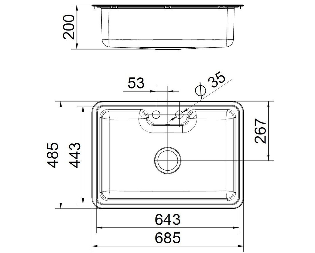 Cuba de Sobrepor/Embutir Massima Aço Inox 68x48cm Docol