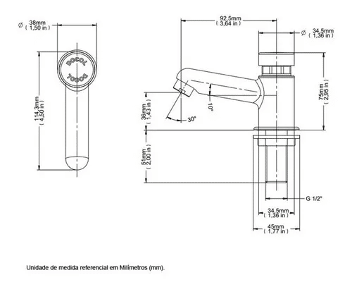 Torneira Para Banheiro Compact Pressmatic Docol 90171606006
