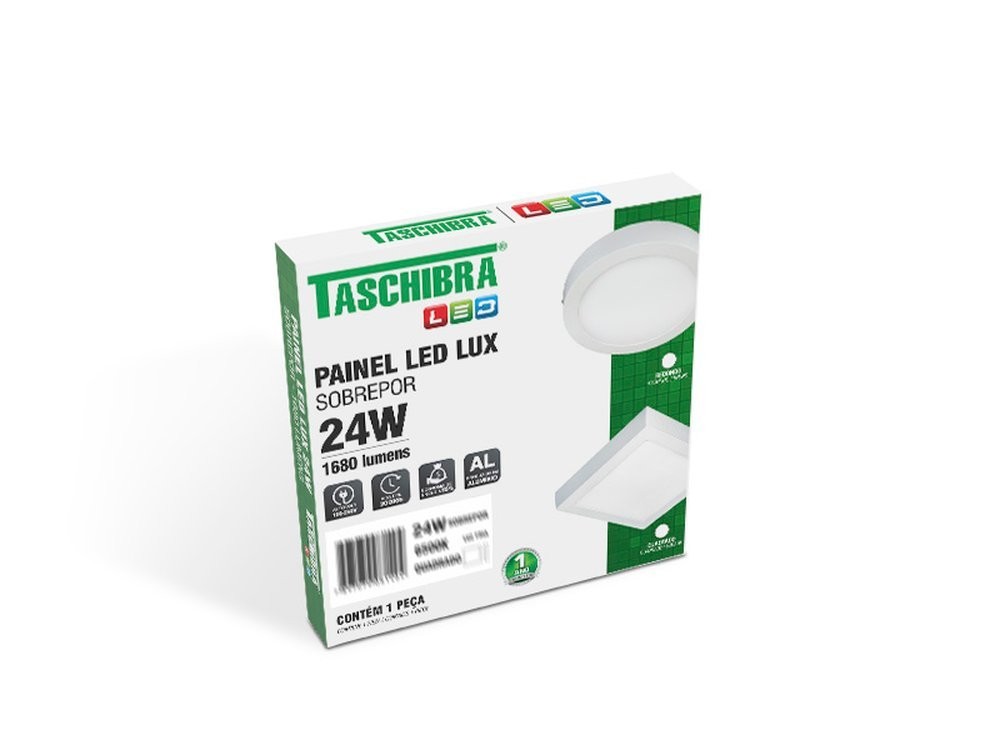 Painel de Led Sobrepor Quadrado 24W 6500K Taschibra Bivolt 110V/220V