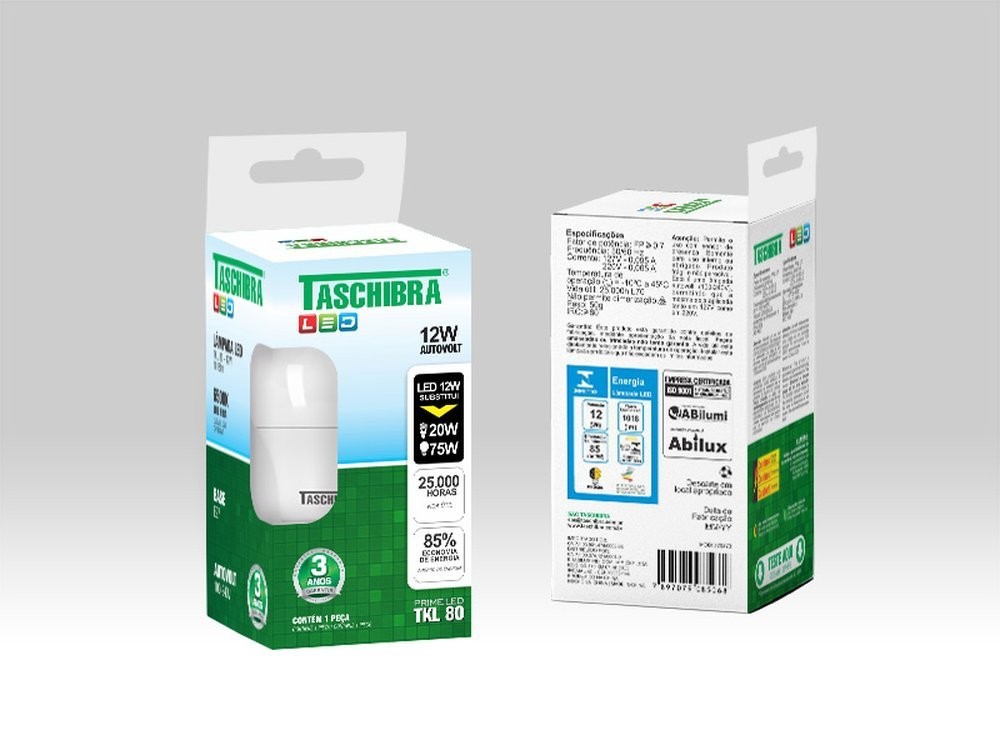 Kit Com 20Pçs Lâmpada Led 12W TKL80 6500K Taschibra Kit Com 20Pçs Lâmpada Led 12W TKL80 6500K Taschibra