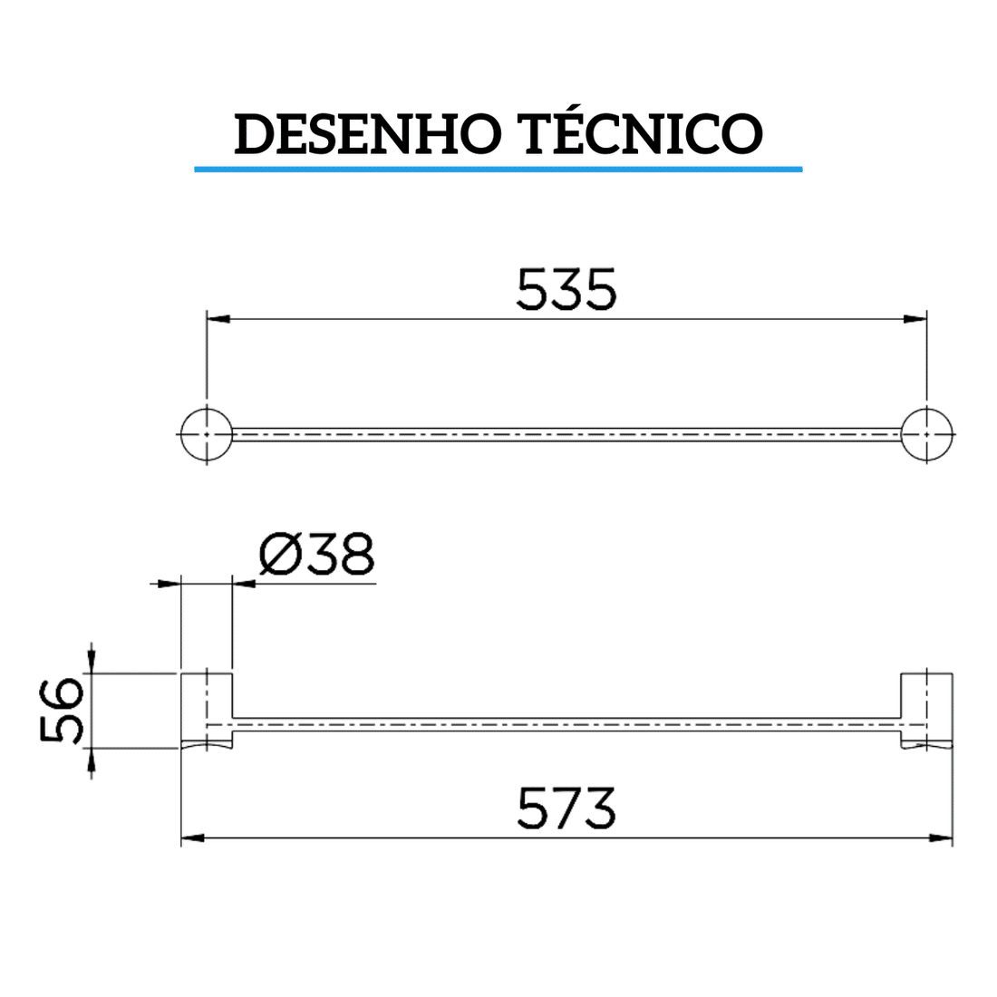 Porta Toalha Bastão Single Docol 158106 Porta Toalha Bastão Single Docol 158106