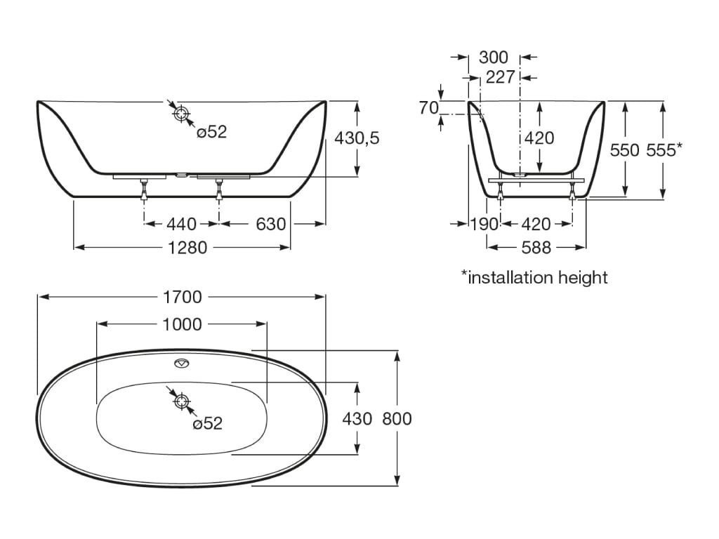 Banheira Freestanding Acrílica Branca Roca Virginia A248217000 Banheira Freestanding Acrílica Branca Roca Virginia A248217000