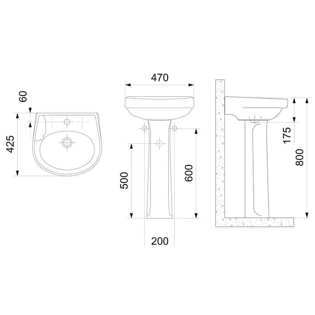 Lavatório e Coluna Cinza Cromo Com Kit Instalação Logasa Lavatório e Coluna Cinza Cromo Com Kit Instalação Logasa