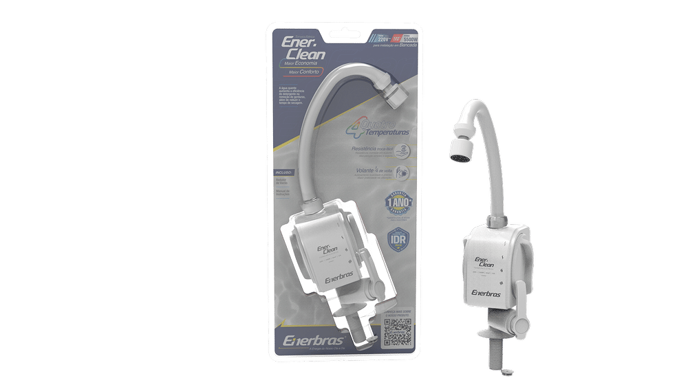 Torneira Elétrica Para Parede Enerclean Branca 5500W 220V Torneira Elétrica Para Parede Enerclean Branca 5500W 220V
