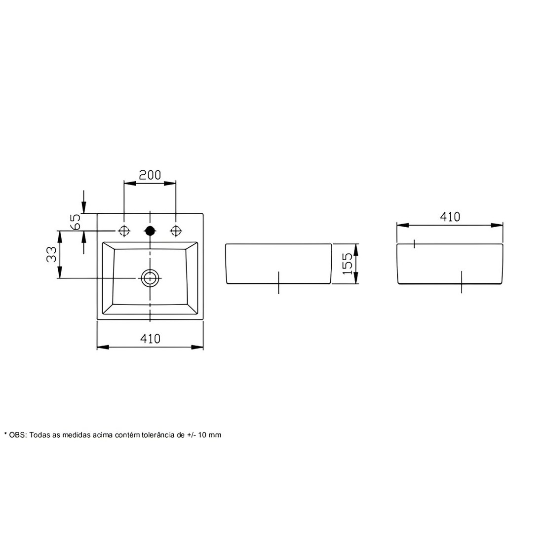 Cuba de Apoio com Mesa 41x41cm Loft Q1 Branca Incepa Cuba de Apoio com Mesa 41x41cm Loft Q1 Branca Incepa