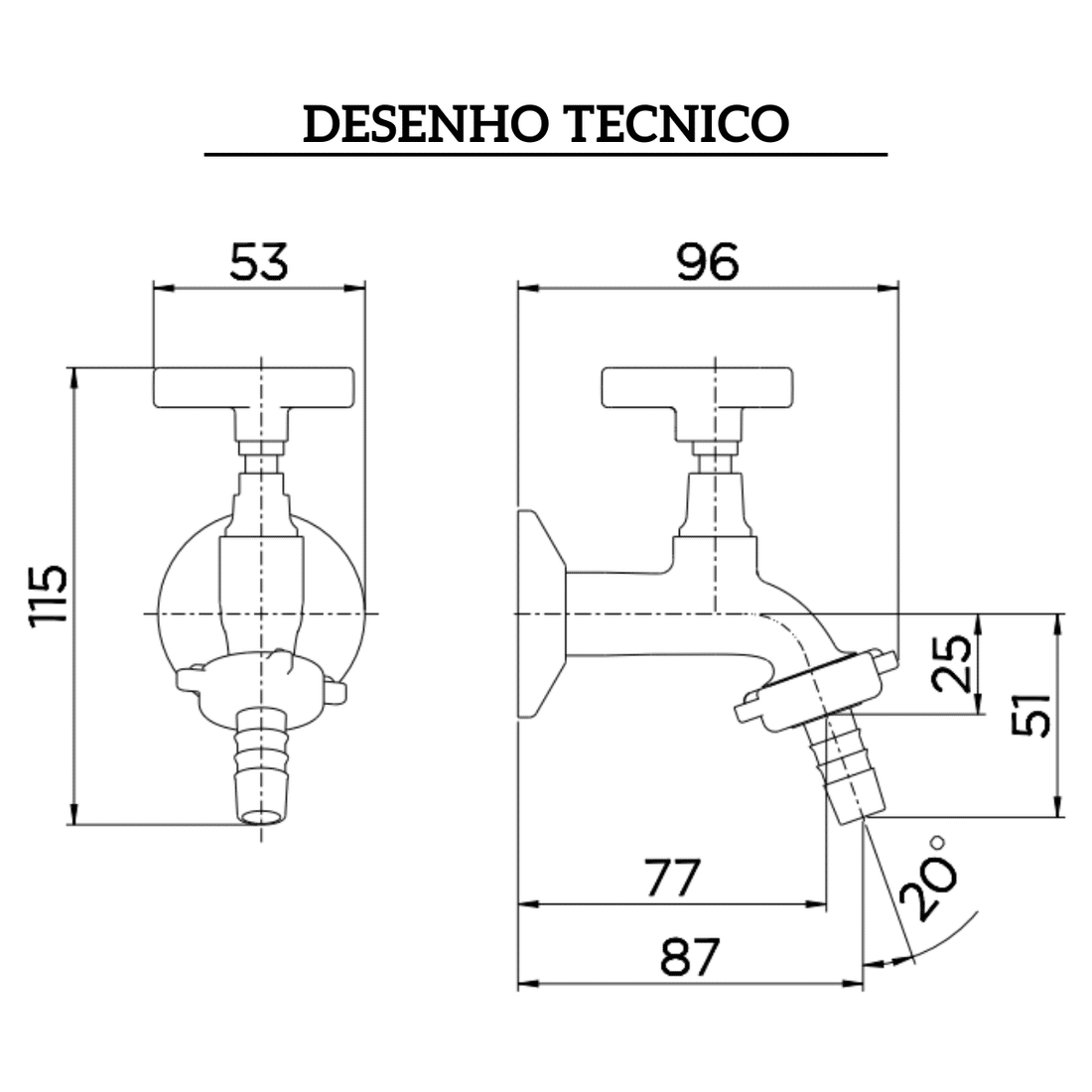 Torneira Para Jardim Com Bico Nova Pertutti 1130 1/2 e 3/4 903706 Docol