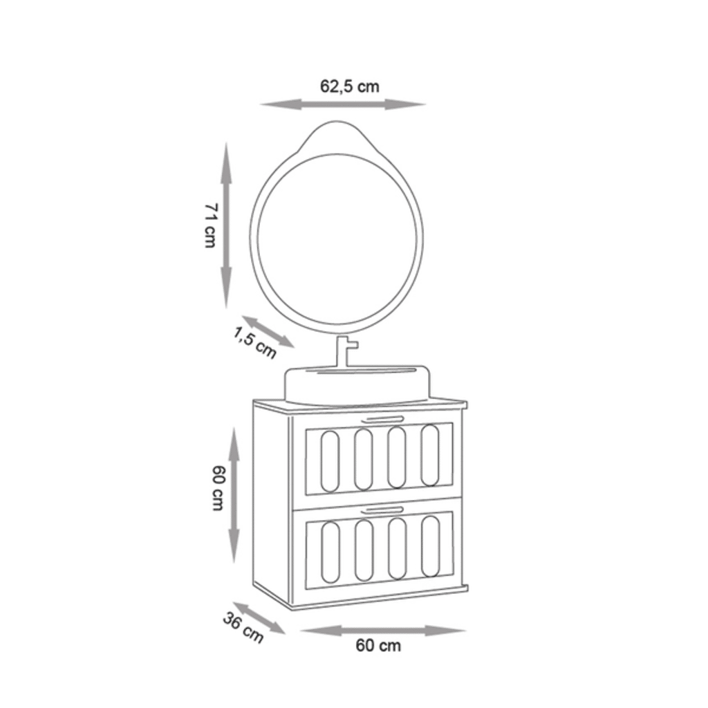 Kit Conjunto de Balcão Para Banheiro Milena 60cm Suspenso Fabribam Kit Conjunto de Balcão Para Banheiro Milena 60cm Suspenso Fabribam