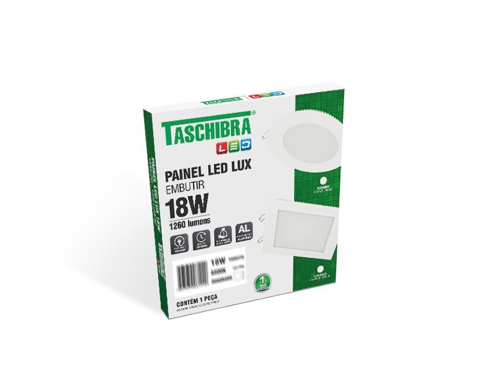 Painel de Led Embutir Quadrado 18W 6500K Taschibra Bivolt 110V/220V Painel de Led Embutir Quadrado 18W 6500K Taschibra Bivolt 110V/220V
