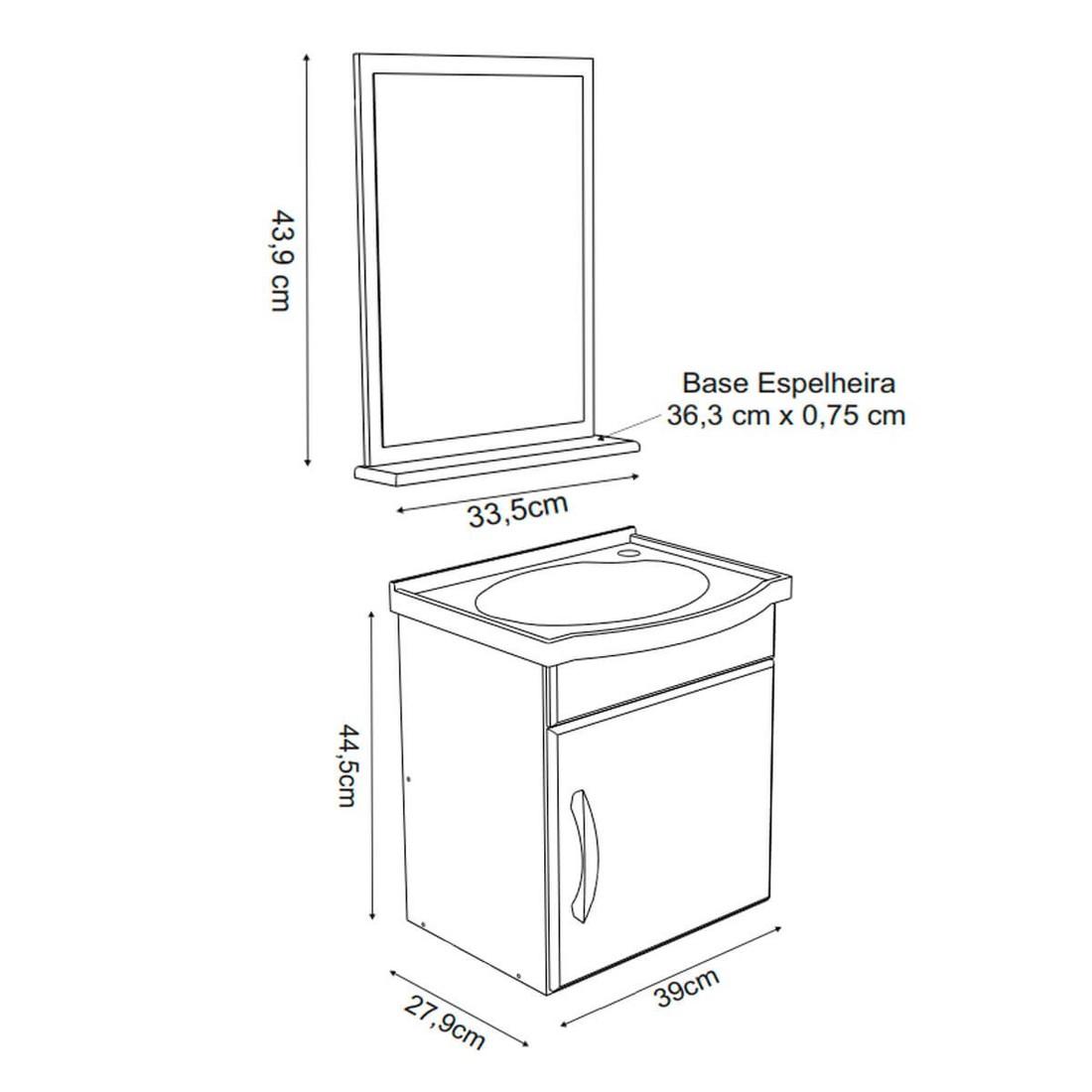 Kit Conjunto de Balcão Para Banheiro Siena 40cm Suspenso Preto Rorato Kit Conjunto de Balcão Para Banheiro Siena 40cm Suspenso Preto Rorato
