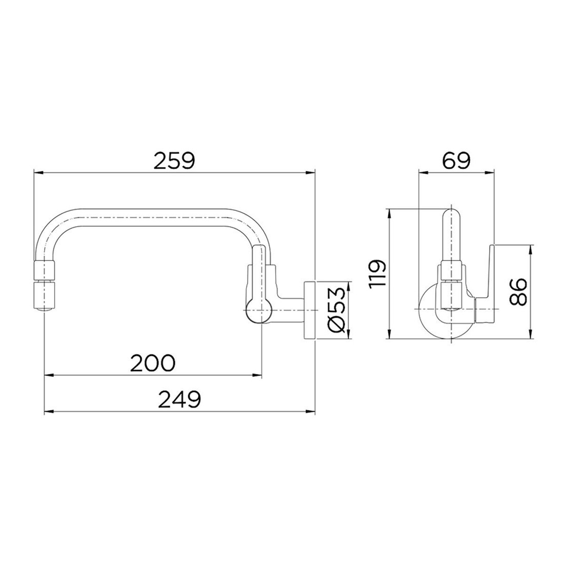 Torneira Para Cozinha de Parede Bica Baixa Gali 00800106