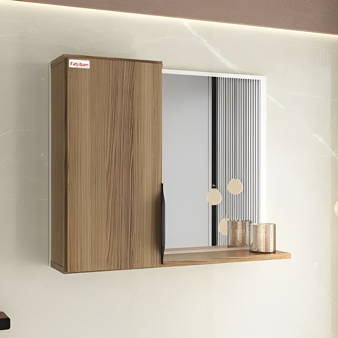 Kit Conjunto de Balcão Para Banheiro Crystal 60cm Nogal Fabribam Kit Conjunto de Balcão Para Banheiro Crystal 60cm Nogal Fabribam