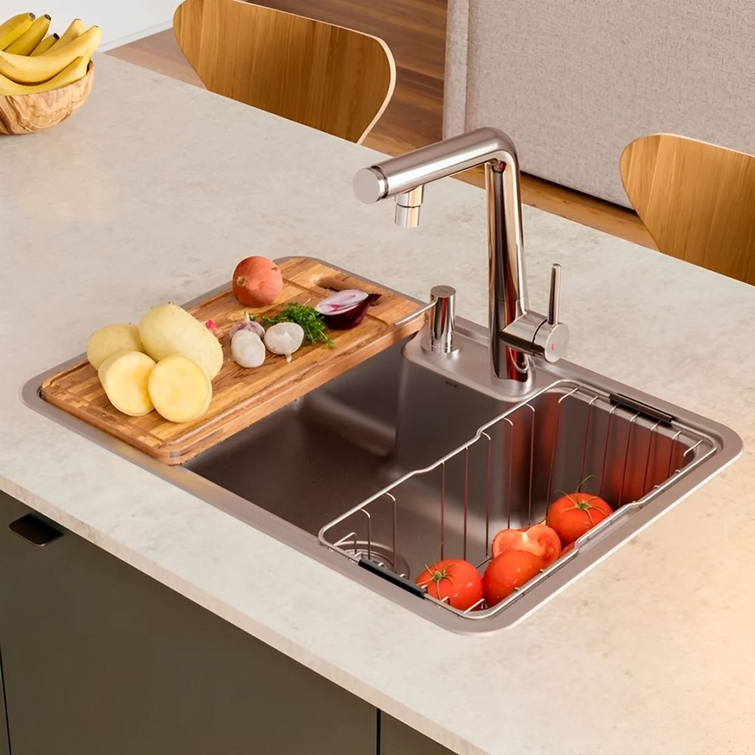 Cuba de Sobrepor/Embutir Massima Aço Inox 64x44x20cm Com Acessórios Docol