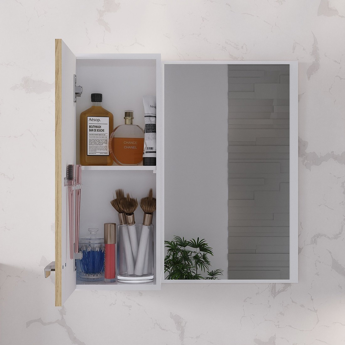 Kit Conjunto de Balcão Para Banheiro Sophia 60cm Branco/Carvalho Fabribam Kit Conjunto de Balcão Para Banheiro Sophia 60cm Branco/Carvalho Fabribam