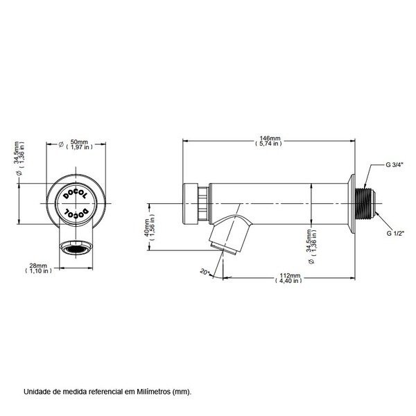 Torneira De Parede Para Lavatorio Pressmatic 120 Docol 17160706
