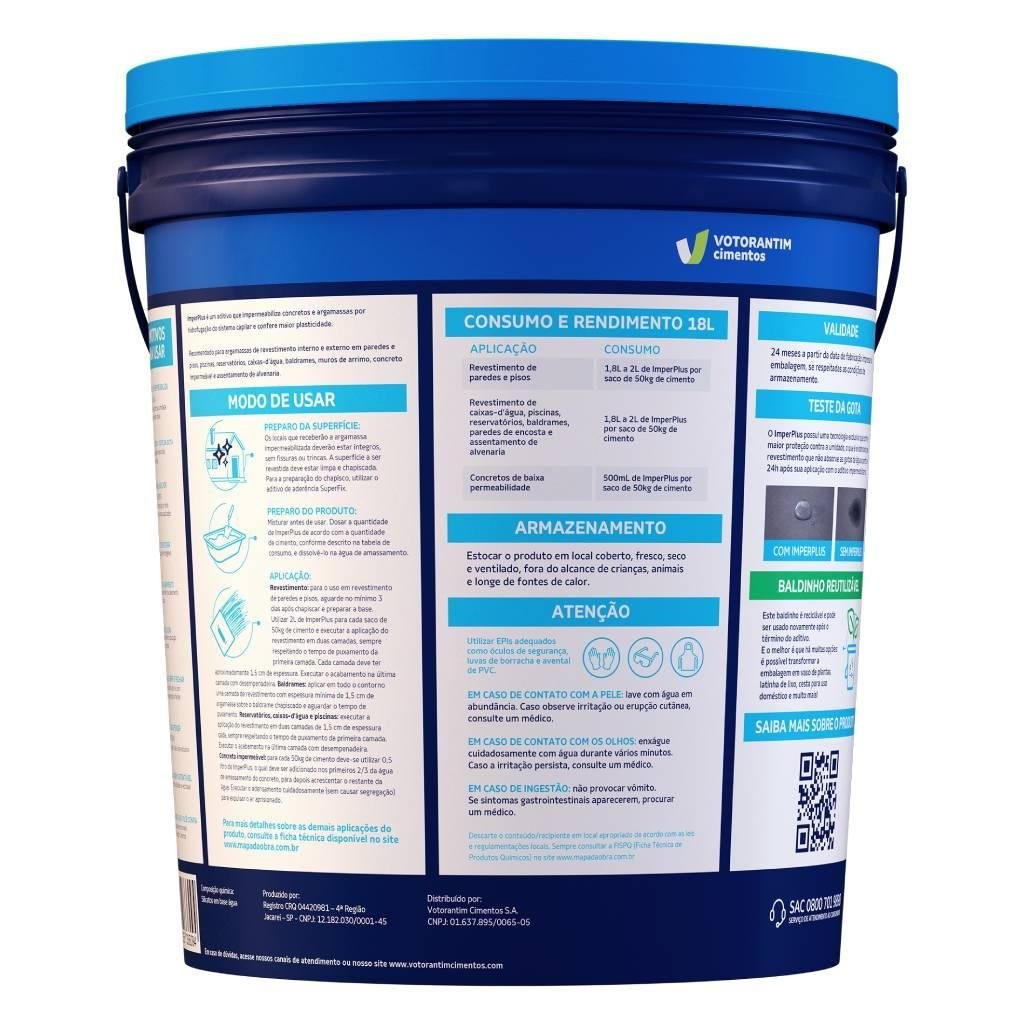 Aditivo Impermeabilizante Imperplus 18 Litros Aditivo Impermeabilizante Imperplus 18 Litros