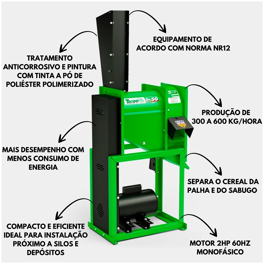 Debulhador de Milho Trapp DM-50 Com Motor 2HP 220V 60HZ