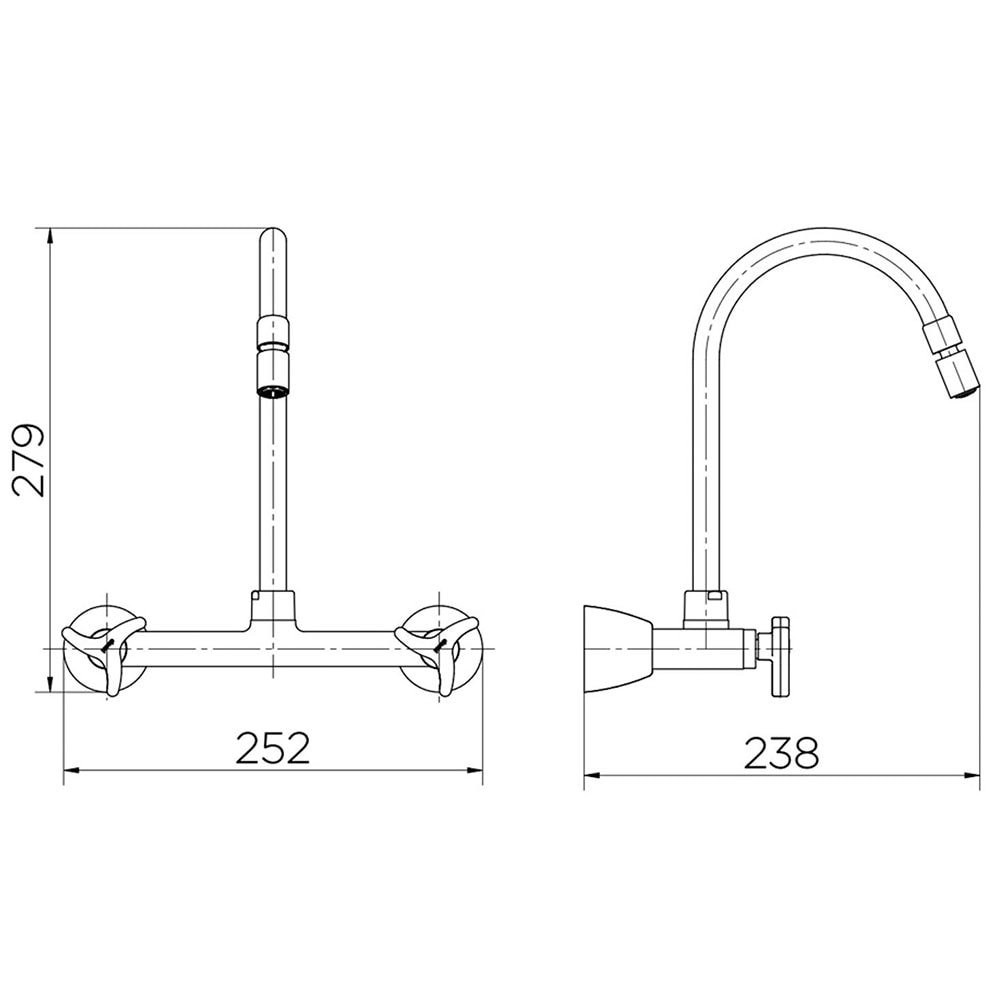 Torneira Misturador Para Cozinha de Parede Nova Trio Docol 90012591006 Torneira Misturador Para Cozinha de Parede Nova Trio Docol 90012591006