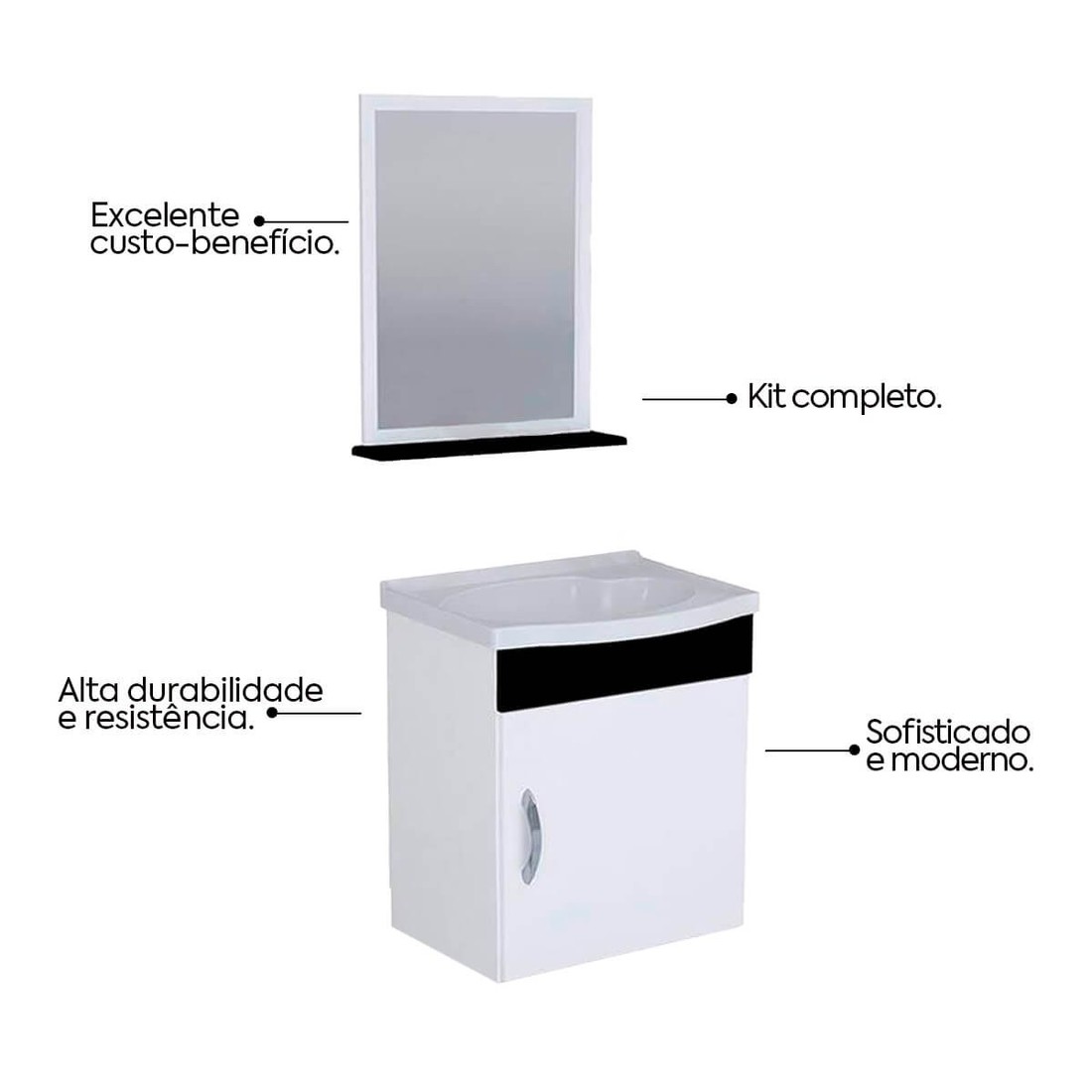 Kit Conjunto de Balcão Para Banheiro Siena 40cm Suspenso Preto Rorato Kit Conjunto de Balcão Para Banheiro Siena 40cm Suspenso Preto Rorato