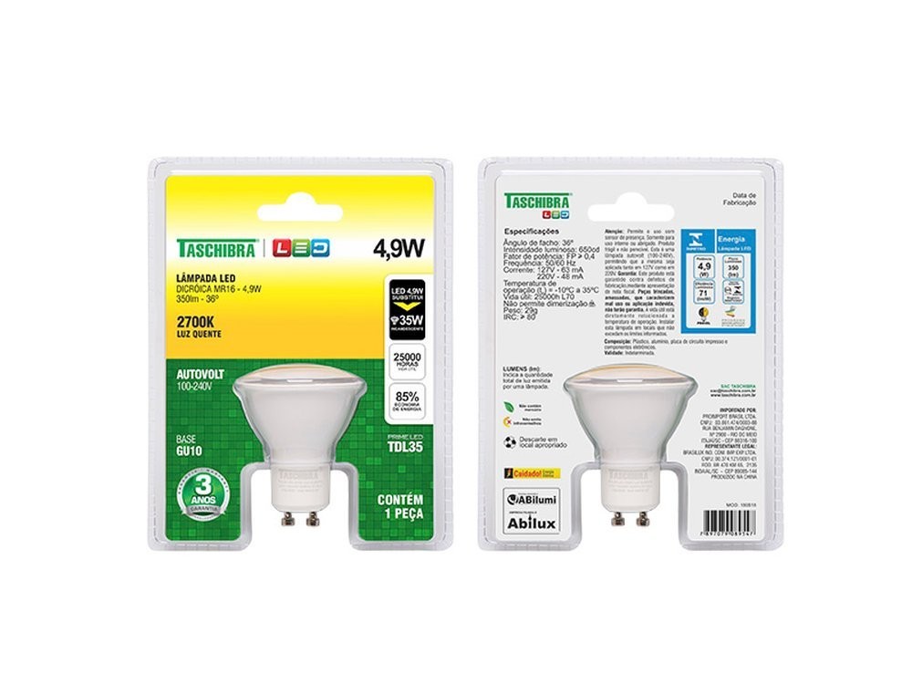 Lâmpada Led Dicroica MR16 4,9W 2700K Lâmpada Led Dicroica MR16 4,9W 2700K