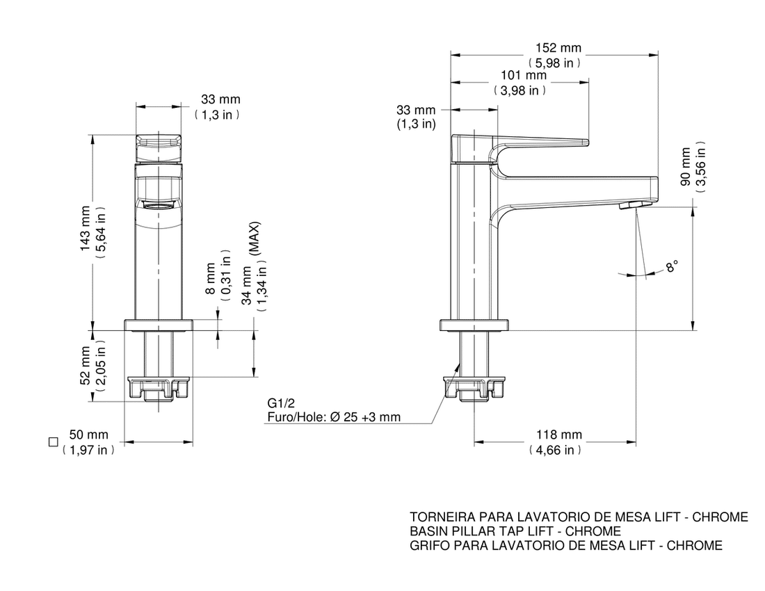 Torneira Para Banheiro Lift Baixa Docol 00871906
