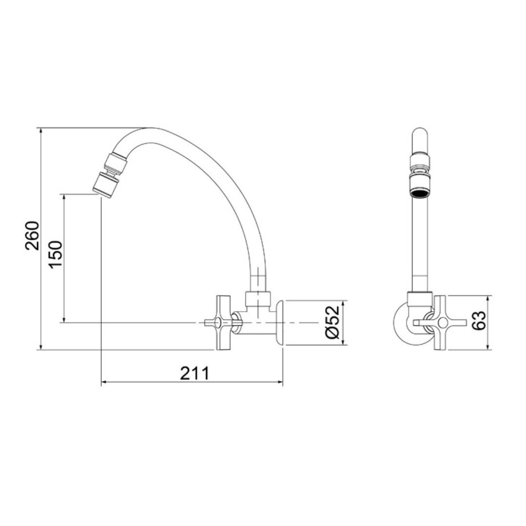 Torneira Para Cozinha de Parede Bica Móvel Loren Club Lorenzetti 1168 C47 Torneira Para Cozinha de Parede Bica Móvel Loren Club Lorenzetti 1168 C47
