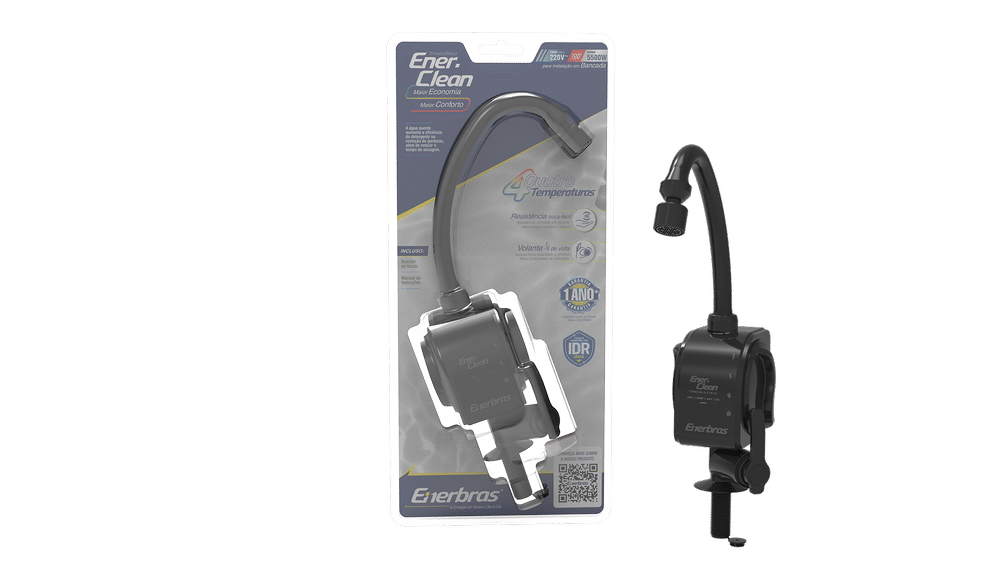 Torneira Elétrica Para Bancada Enerclean Preta 5500W 220V