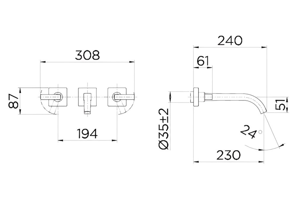 Torneira Misturador De Parede Para Lavatório De 1/2 Docolstilo 08324006