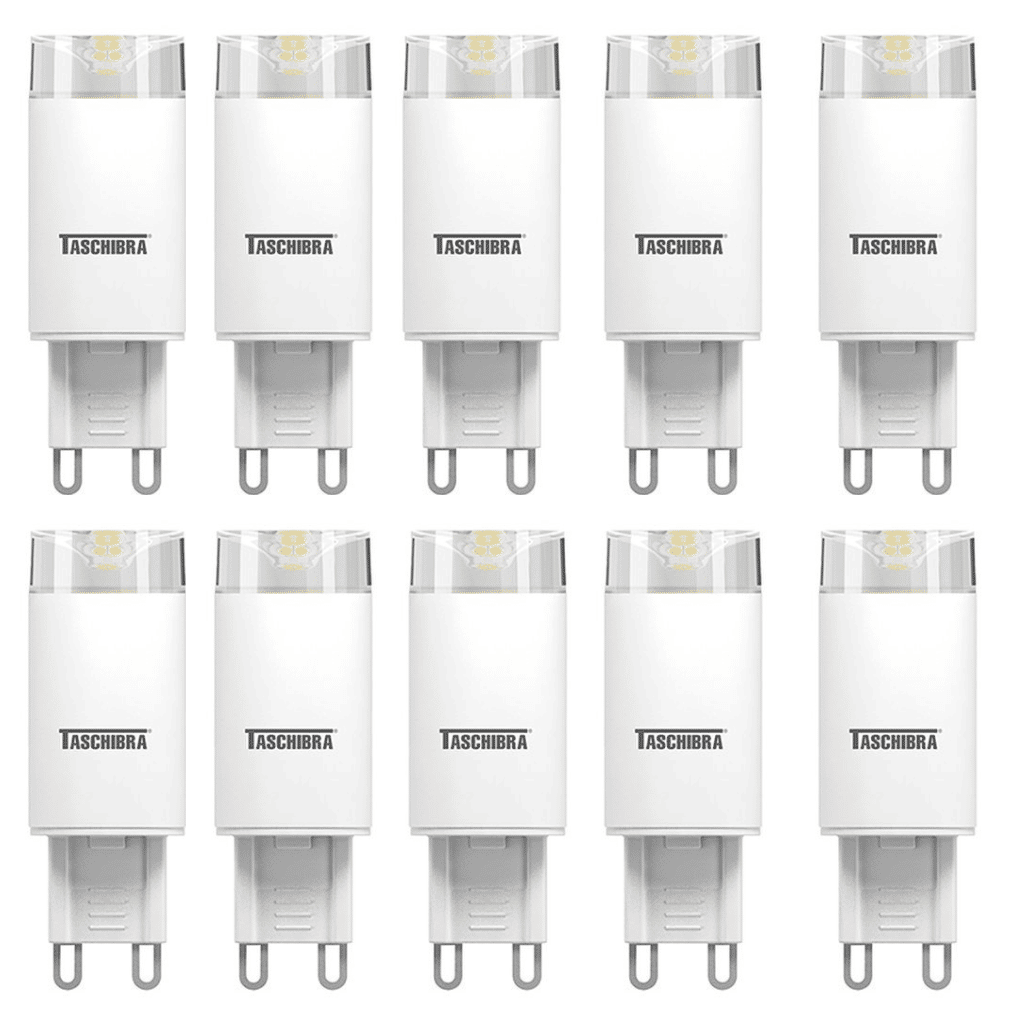 Kit Com 10Pçs Lâmpada Led Para Lustre G9 3W 3000K Taschibra Kit Com 10Pçs Lâmpada Led Para Lustre G9 3W 3000K Taschibra