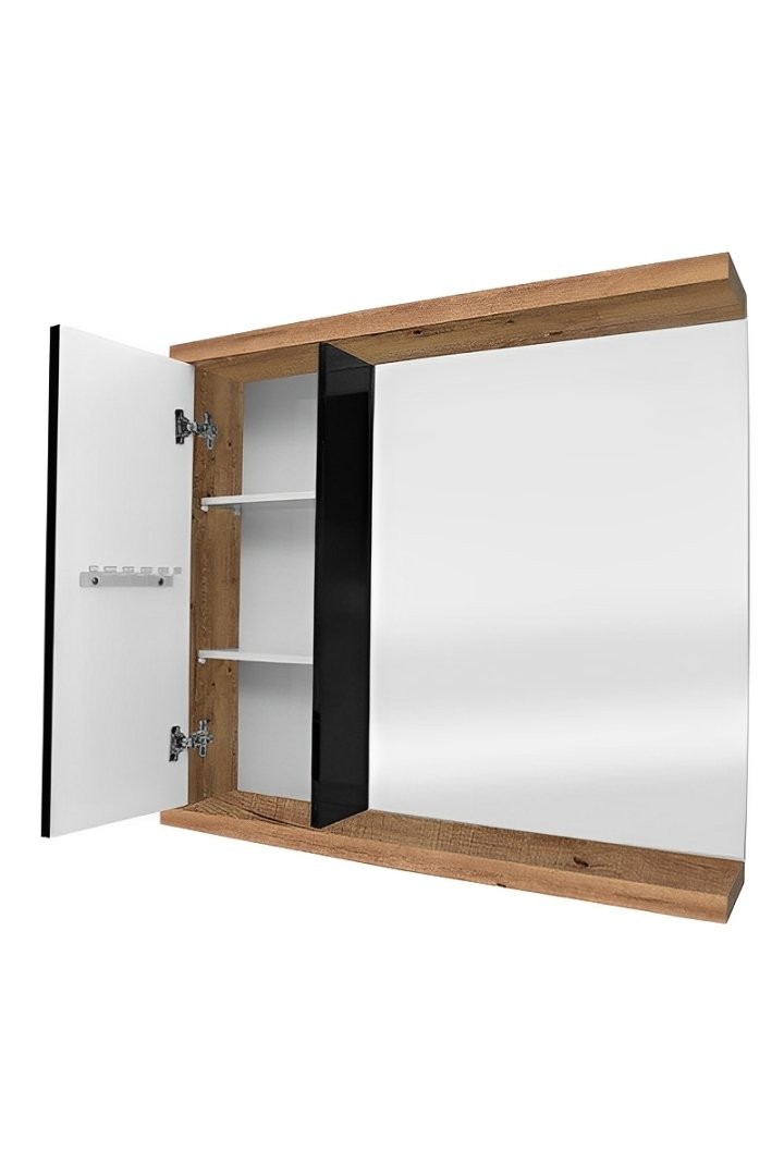 Kit Conjunto de Balcão Para Banheiro Santorini 70cm Antiqua/Preto Suspenso Fabribam