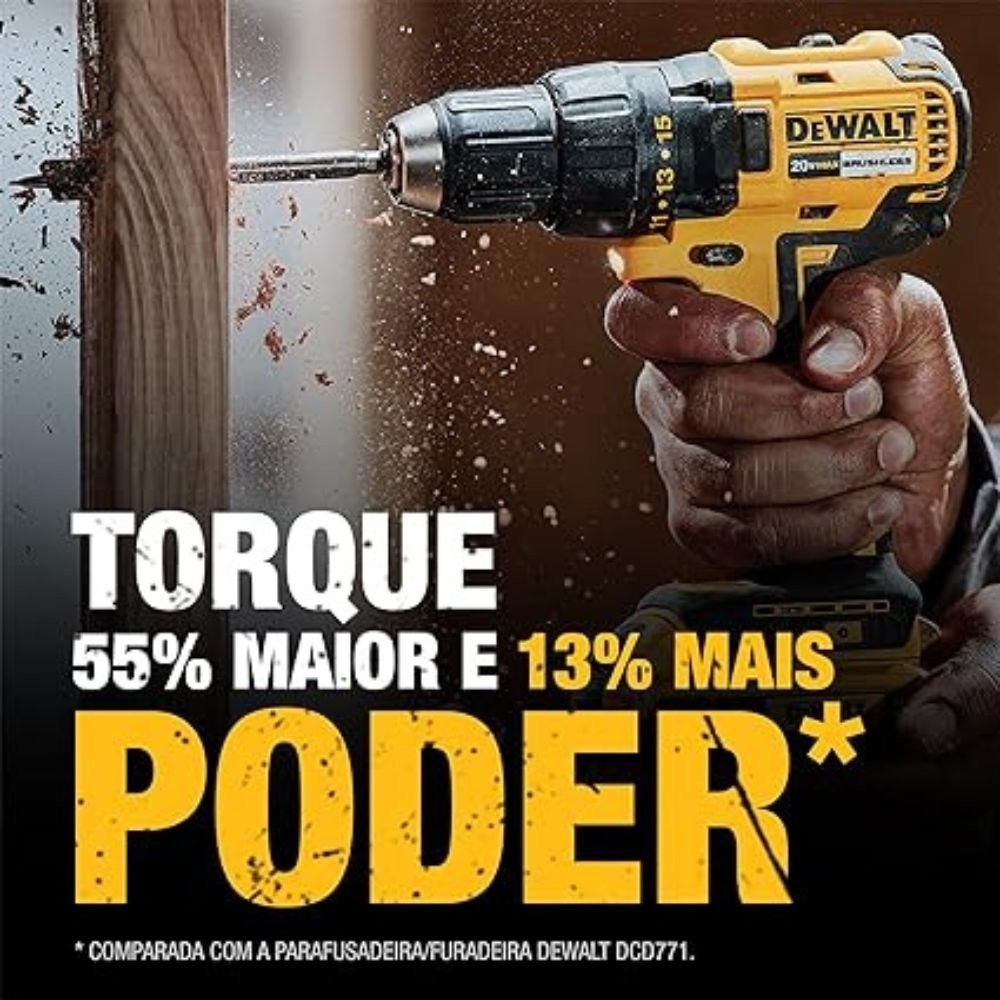 Parafusadeira/Furadeira de Impacto 1/2  Brushless Motor a Bateria 20V DeWalt