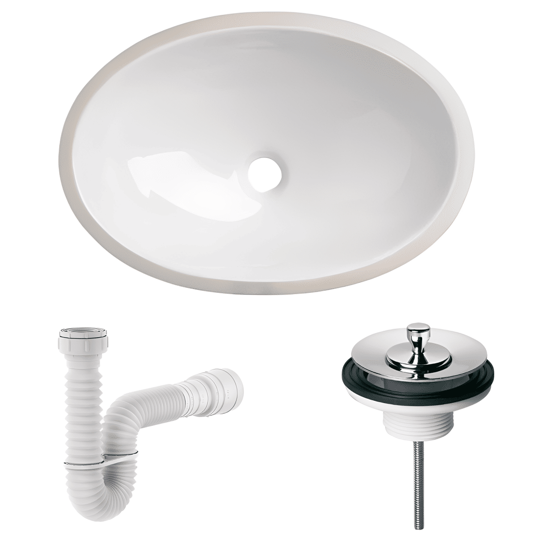 Kit Cuba Oval Branca De Embutir Com Válvula e Sifão Incepa Kit Cuba Oval Branca De Embutir Com Válvula e Sifão Incepa