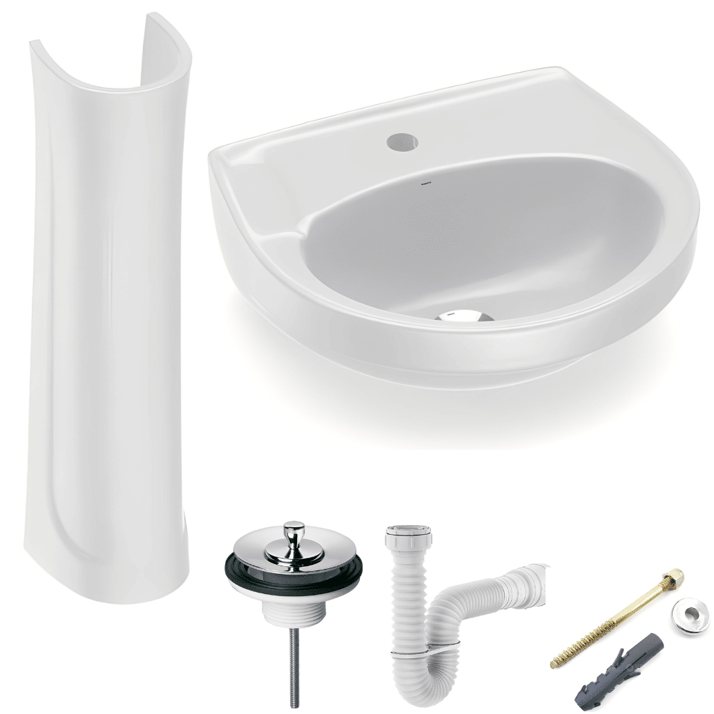 Lavatório e Coluna Cinza Cromo Com Kit Instalação Logasa Lavatório e Coluna Cinza Cromo Com Kit Instalação Logasa