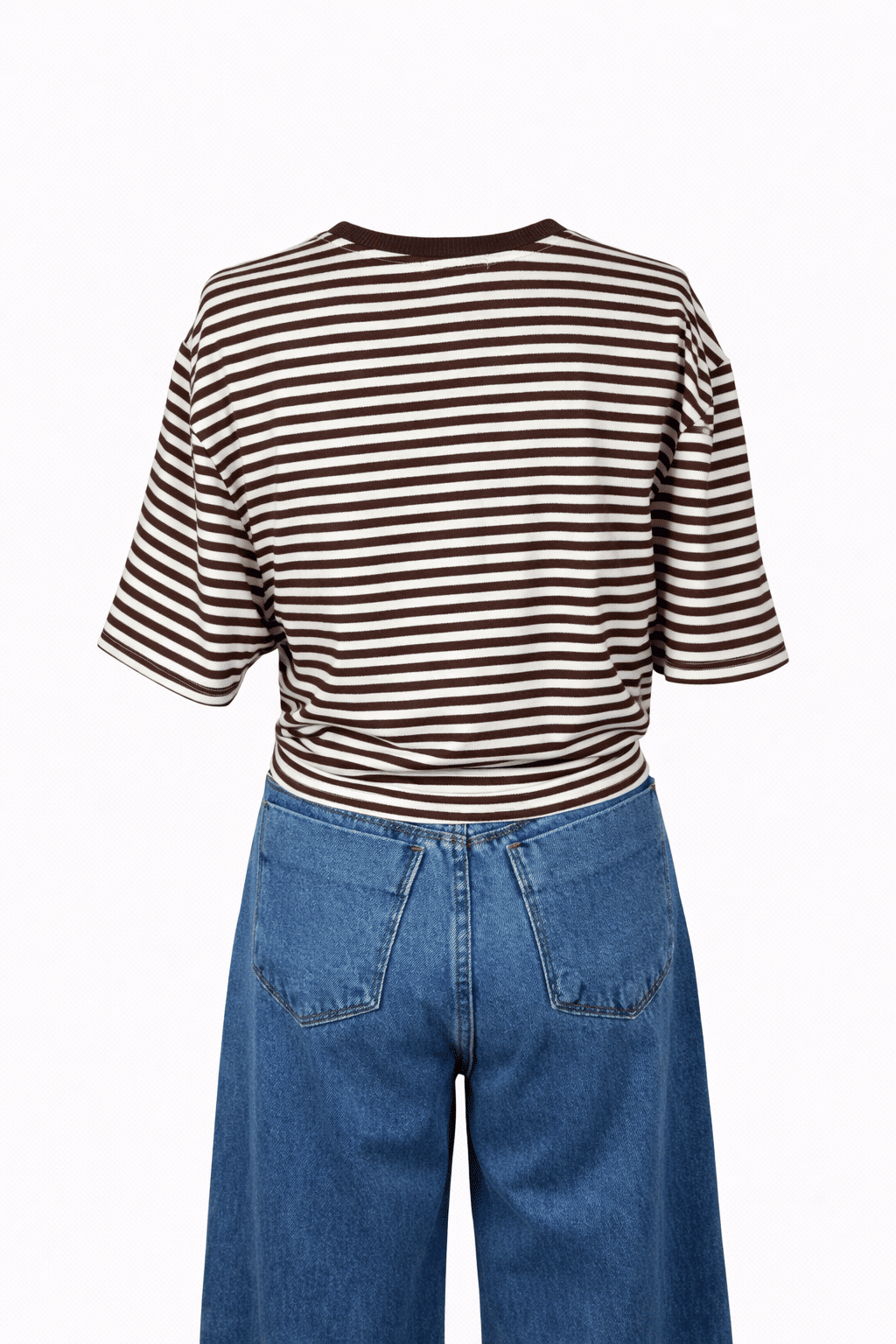 T-shirt listrada em algodão Marrom T-shirt listrada em algodão Marrom