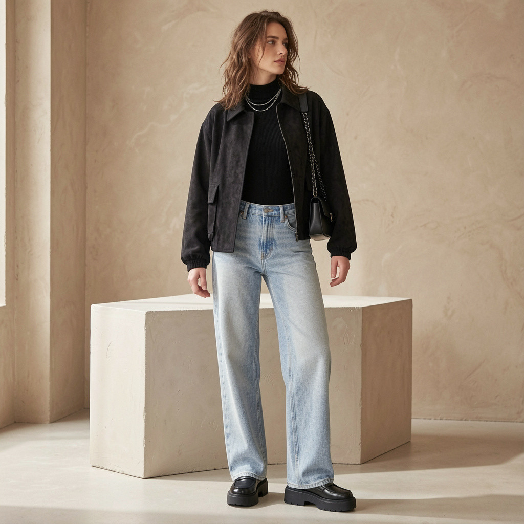 Casaco em suede preto Casaco em suede preto